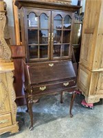 SOLID CHERRY SECRETARY WITH BOOKCASE TOP