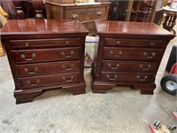 PR OF SOLID MAHOGANY 4 DRAWER BACHELOR'S CHESTS