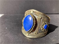 Victorian style lapis mounted cuff bracelet