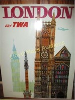 Fly TWA London Nostalgia Metal Sign