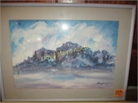 Ted DeGrazia "Superstition Mountains" Framed Print