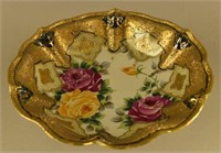 Nippon Gold Encrusted Moriage H. P. Roses Bowl