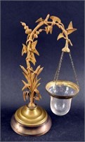 Victorian Brass Float Lamp Cattail & Ivy Stand