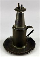 Early Tin Whale Oil Lamp And Candle Holder