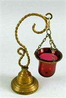 Bronze Cranberry Glass Float Lamp