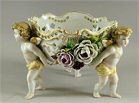 German Dresden Style Cherub Three Footed Compote