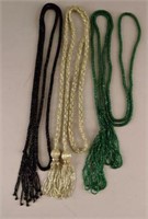 Three Various Color Flapper Bead Necklaces