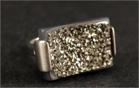Sterling Silver And Druzy Statement Ring