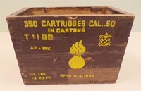 1949 WOODEN 50 CAL MILITARY AMMO BOX