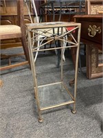 Small Metal and Glass Plant Stand