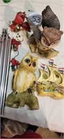 Cardinal wind chime, owls, boat