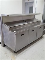 pizza cold makeup table 96" x 34", over shelf