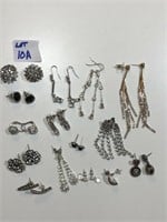 15 pairs of rhinestone earrings
