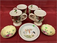 8 unmatched porcelain items 4 hot cocoa mugs baby