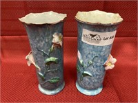 Pair of Japanese Trico hand painted vase 7”.