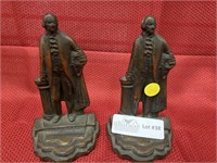 Patenated metal book ends of George Washington