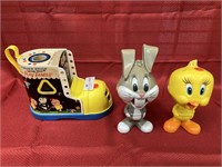 Fisher price lacing toy and tweety bird and bugs