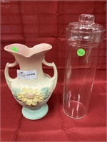 Hull art vase and glass cylinder jar 13”