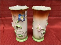 Pair of Trico vase morning glory pattern 6.25”