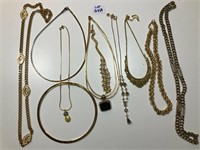 10 gold tone costume jewelry necklace from such
