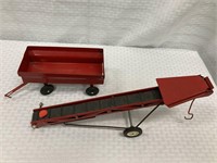 2 Metal toy farm implements elevator and gravity