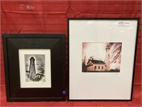 2 framed and matted photographs of