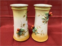 Pair Japanese luster ware Trico vase 6.5”