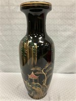 Tall Hand painted Asian influence Vase 18”