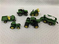 6 Die cast toy John Deere tractors and