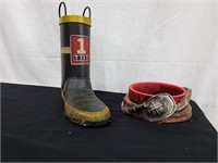Metal Fireman's Boot Bank & Resin Dish