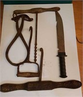 EARLY ICE TONGS/HAY HOOKS/AUGER BIT/HUNTING KNIFE