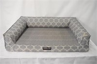 PATTERNED DOG BED - USED NOT ABUSED- ZIP OFF COVER