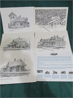 5 Canadian Railway Station prints - 9 x 12"