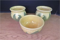 5" Across Shawnee Bowl & 2 USA Pottery Canisters