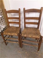ANTIQUE LADDER BACK CHAIRS LOT OF 2