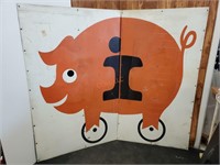 Large Vintage Metal Pig Advertisement Sign