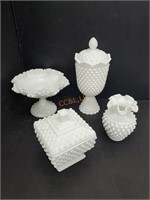 White Hobnail Milkglass (4 Pc.) Collection