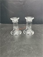 (2) Clear Glass Candle Holders