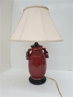 Oxblood Pomegranate Handle Ceramic Lamp