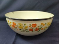 Vintage Metal Enameled Floral Mixing Bowl