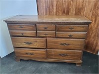Vtg. Solid Wood 7 Drawer Dresser