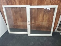 (2) Old Wood Framed Window Panes