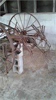 Working Single Horse Drawn Steel Wheel Hay Tedder