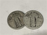 (2) Standing Liberty Quarters