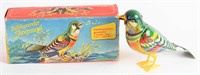 GERMAN TIN WINDUP SIGNING BIRD w/ BOX