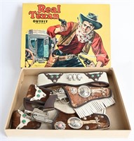 REAL TEXAN 2 CAP GUN & HOLSTER SET w/ BOX