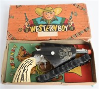 JAPAN WESTERN BOY CAP GUN & HOLSTER w/ BOX