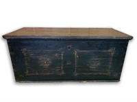 Primitive Quebec Pine Box in Stenciled Paint