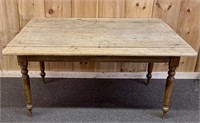 Primitive Harvest Table with Turned Legs