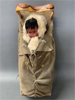 Native Beaded Leather/Wooden Papoose
